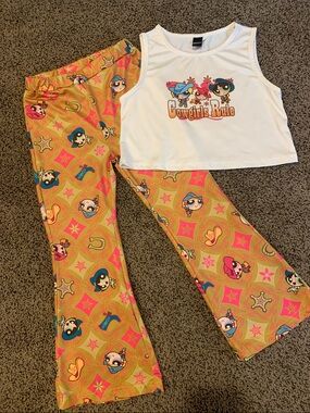 Powerpuff Girls “Cowgirls Rule” Tank & Western Print Bellbottom Pants Set